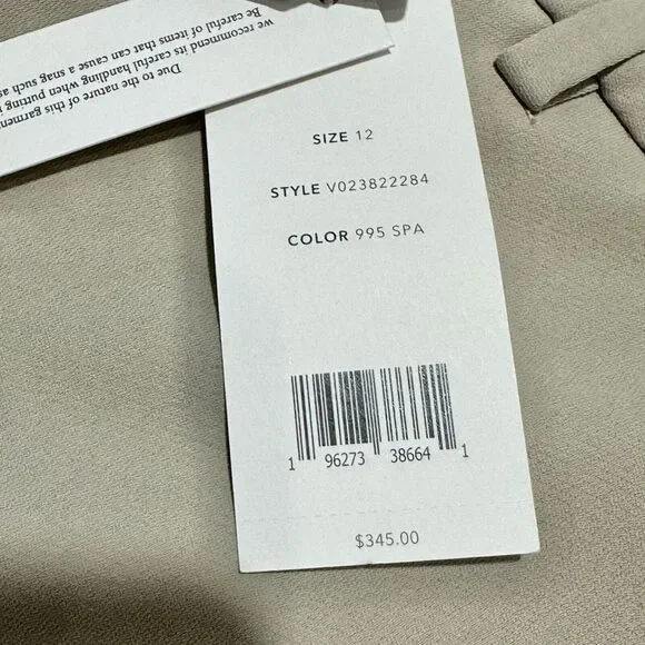 Vince Tailored Straight Pants Women's 12 Sepia Crepe Fit Slash Pockets NWT $345